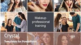  Presentation with makeup artist - Colorful presentation enhanced with frame cosmetic - collage with people at training backdrop and a coral colored foreground