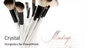  Presentation with makeup - Beautiful slide set featuring frame cosmetic - makeup brush set backdrop and a white colored foreground