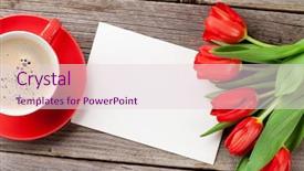  Presentation with valentines day - Theme with frame flowers - red tulips valentines day greeting background and a lemonade colored foreground