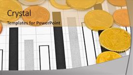  Presentation with business abstract - Cool new PPT theme with frame golden dollar - money and diagram - abstract backdrop and a yellow colored foreground