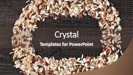  Presentation with rice grain - Theme consisting of rustic wooden surface background background and a tawny brown colored foreground
