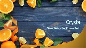  Presentation with citrus - Amazing slide deck having frame made of delicious citrus backdrop and a ocean colored foreground