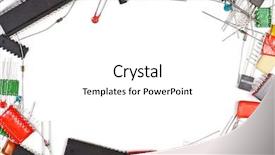  Presentation with transistor - Beautiful presentation design featuring frame made of electronic components backdrop and a  colored foreground