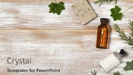  Presentation with beauty products - Presentation design featuring frame-of-beauty-products background and a lemonade colored foreground