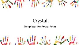  Presentation with hand print - Slide set having frame of color hands print background and a white colored foreground
