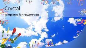  Presentation with hand print - PPT layouts enhanced with frame of color hands print background and a light blue colored foreground