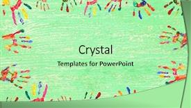  Presentation with hand print - Audience pleasing presentation theme consisting of frame of color hands print backdrop and a mint green colored foreground