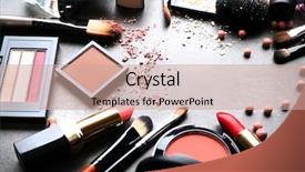  Presentation with makeup - Slide set consisting of frame of decorative cosmetics background and a coral colored foreground
