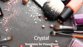  Presentation with makeup - Amazing slide set having frame of decorative cosmetics backdrop and a gray colored foreground