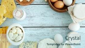  Presentation with dairy products - PPT theme having frame of fresh dairy products background and a lemonade colored foreground