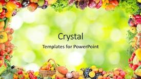  Presentation with frame of fruits and vegetables - Presentation theme consisting of frame of fruits and vegetables background and a blonde colored foreground