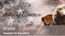  Presentation with independence day - Amazing PPT theme having frame of wrinkled american flag backdrop and a gray colored foreground