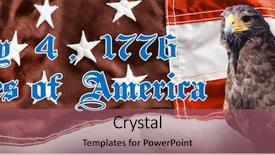  Presentation with independence day - Slide set featuring frame of wrinkled american flag background and a violet colored foreground