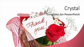  Presentation with thank - Audience pleasing PPT theme consisting of frame thank - roses bouquet and greeting card backdrop and a white colored foreground