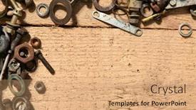  Presentation with hand tools - Beautiful PPT theme featuring frame-with-blank-space backdrop and a coral colored foreground