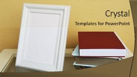  Presentation with frame - Colorful presentation design enhanced with frame with books on coffee backdrop and a  colored foreground