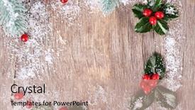  Presentation with holly - PPT theme enhanced with frame with european holly ilex background and a soft green colored foreground