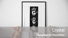  Presentation with kids hand prints paint - Colorful presentation design enhanced with frame with family hand prints backdrop and a gray colored foreground