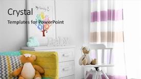  Presentation with kids hand prints paint - Slide set with frame with family hand prints background and a light gray colored foreground