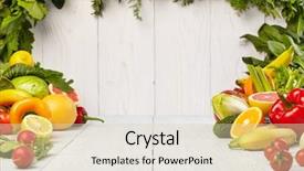  Presentation with fresh fruits vegetables - Slides consisting of frame with fresh organic vegetables background and a soft green colored foreground