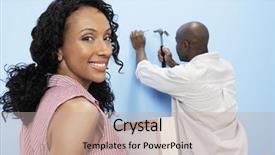  Presentation with populations african american - PPT theme enhanced with frame with man hammering nail background and a mint green colored foreground