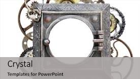  Presentation with steampunk - Cool new PPT theme with frame with vintage machine gear backdrop and a light gray colored foreground