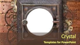  Presentation with metallic - PPT layouts with frame with vintage machine gear background and a tawny brown colored foreground