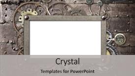  Presentation with mechanical gear - Audience pleasing slides consisting of frame with vintage machine gear backdrop and a light gray colored foreground