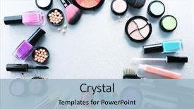  Presentation with cosmetic - Slide set with woman's decorative cosmetic background and a light blue colored foreground