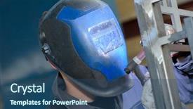  Presentation with welding safety - Amazing theme having molding safety - welding mask backdrop and a ocean colored foreground