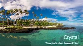  Presentation with south beach - PPT layouts enhanced with framed by palm leaves samoa background and a ocean colored foreground