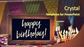 Presentation with birthday cake colorful candles - Beautiful PPT layouts featuring framed chalkboard with the text backdrop and a tawny brown colored foreground