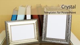  Presentation with memory book family photo album - Presentation with frames with books on coffee background and a  colored foreground