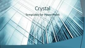  Presentation with high rise building - Presentation design with framework - panoramic and perspective wide angle background and a sky blue colored foreground