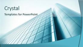  Presentation with highrise building - Presentation design consisting of framework - panoramic and perspective wide angle background and a sky blue colored foreground