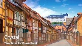  Presentation with thank you mountains - Slide deck featuring framework - stolberg facades in harz mountains background and a tawny brown colored foreground