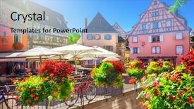  Presentation with framework - Audience pleasing slide set consisting of framework - town of colmar backdrop and a light blue colored foreground