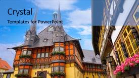  Presentation with hall of fame - Theme featuring framework - wernigerode rathaus stadt city hall background and a light blue colored foreground