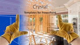  Presentation with kitchen - Presentation design consisting of framing-hands-with-gloves-over background and a coral colored foreground