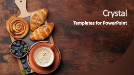  Presentation with cinnamon - Colorful presentation theme enhanced with france cafe - coffee croissants cinnamon rolls backdrop and a tawny brown colored foreground