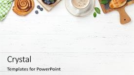  Presentation with cinnamon - Beautiful slides featuring france cafe - coffee croissants cinnamon rolls backdrop and a white colored foreground