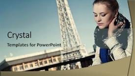  Presentation with romantic - Colorful PPT theme enhanced with france cafe - romantic beautiful woman in cofee backdrop and a  colored foreground