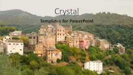  Presentation with village - PPT theme having france-corsica-french-casinca-village background and a coral colored foreground