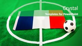  Presentation with france flag - Slide deck consisting of france flag and soccer ball on green grass field background and a shamrock green colored foreground