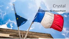  Presentation with france flag - PPT theme featuring france-flag-and-twisted-european background and a light blue colored foreground