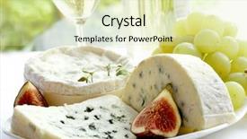  Presentation with wine cheese - Theme enhanced with cheese grape figs and wine background and a soft green colored foreground