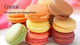  Presentation with colorful - Audience pleasing presentation theme consisting of cake orange background - colorful macaroons backdrop and a yellow colored foreground