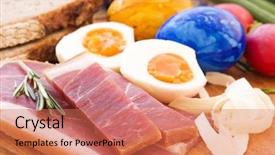  Presentation with christian easter jesus risen - Audience pleasing slides consisting of farmhouse white wood - easter breakfast backdrop and a coral colored foreground