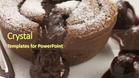  Presentation with hot chocolate - Audience pleasing PPT theme consisting of hot chocolate fondant pudding with black cherry syrup backdrop and a tawny brown colored foreground