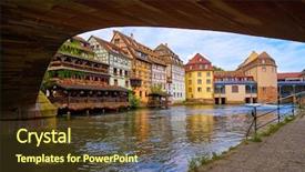  Presentation with france - Colorful presentation design enhanced with france in alsace half timber backdrop and a tawny brown colored foreground